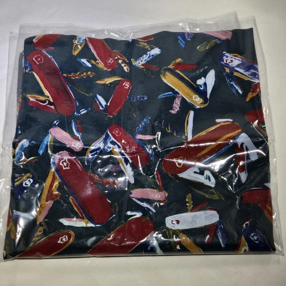 Victorinox‎ Vintage Silk Scarf Swiss Army Knives Kife All Over Print Italy Made